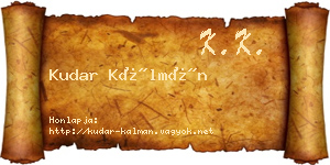 Kudar Kálmán névjegykártya